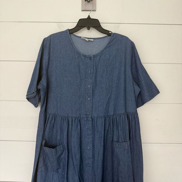 Woman Within Women’s 16W Blue Ruffle Maxi Dress Plus Size - Picture 1 of 7